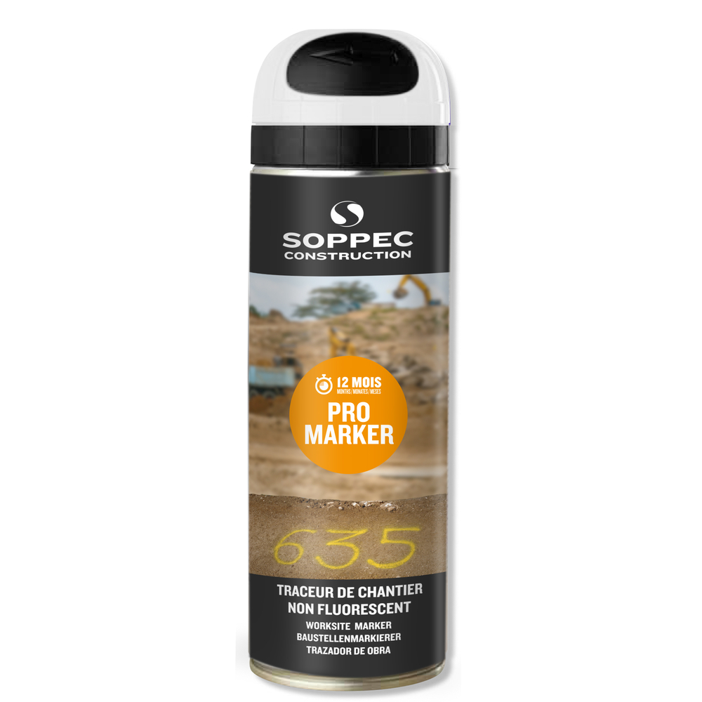 Bombe de peinture - Traceur de chantier SOPPEC non fluorescent promarker blanc 9-12 mois - 141500