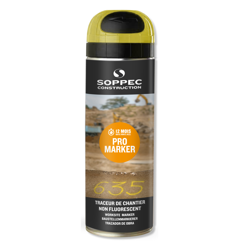 Bombe de peinture - Traceur de chantier SOPPEC non fluorescent promarker jaune 9-12 mois - 141502