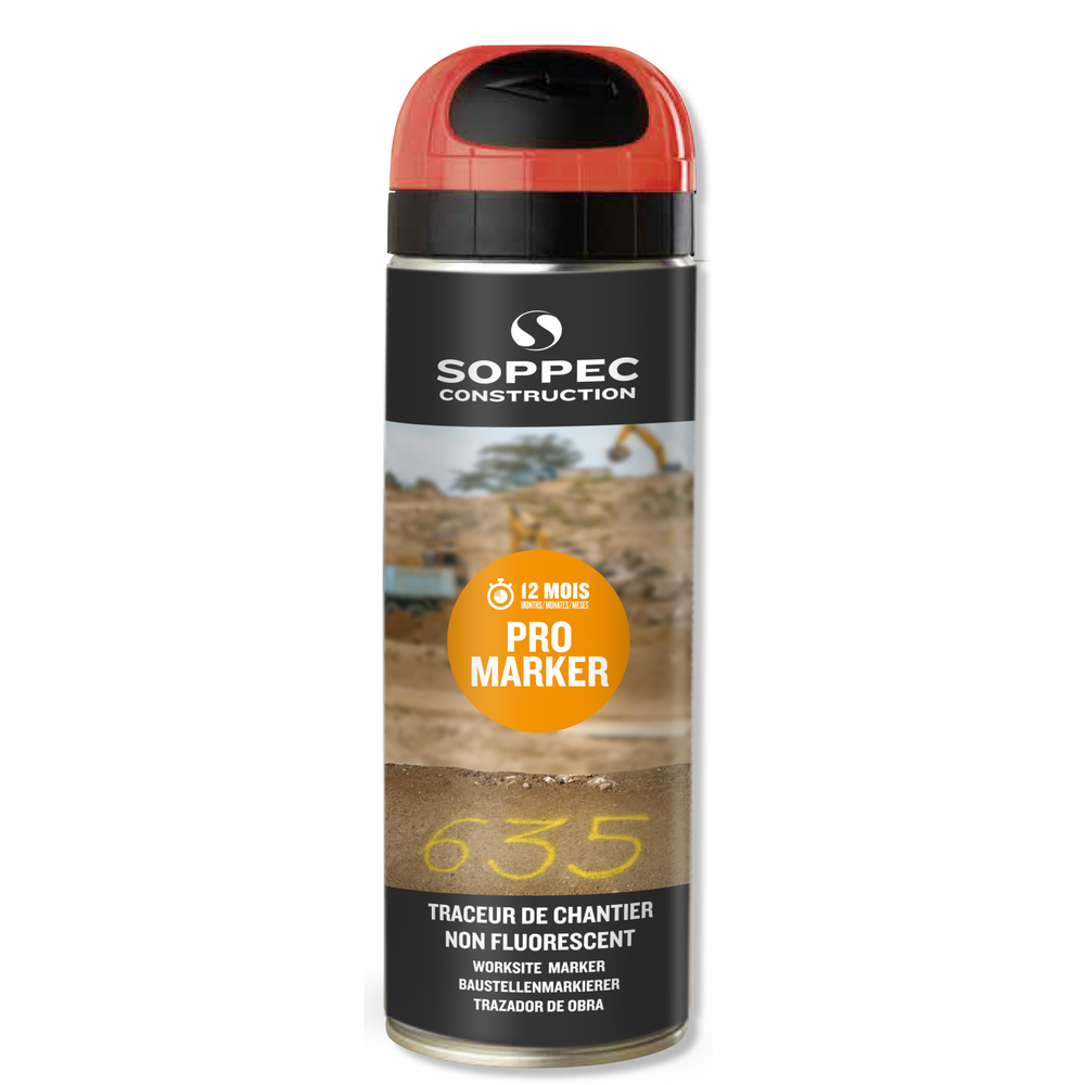Bombe de peinture - Traceur de chantier SOPPEC non fluorescent promarker rouge 9-12 mois - 141504