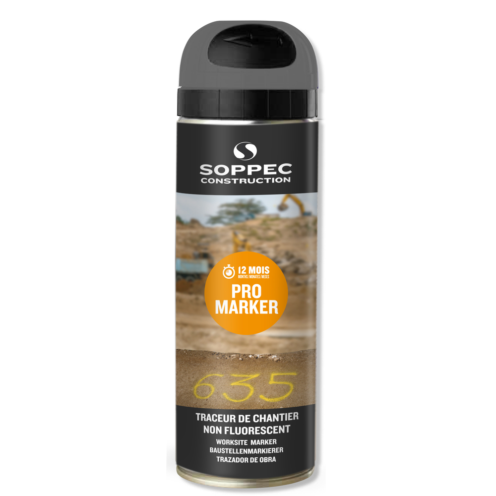Bombe de peinture - Traceur de chantier SOPPEC non fluorescent promarker gris 9-12 mois - 141507