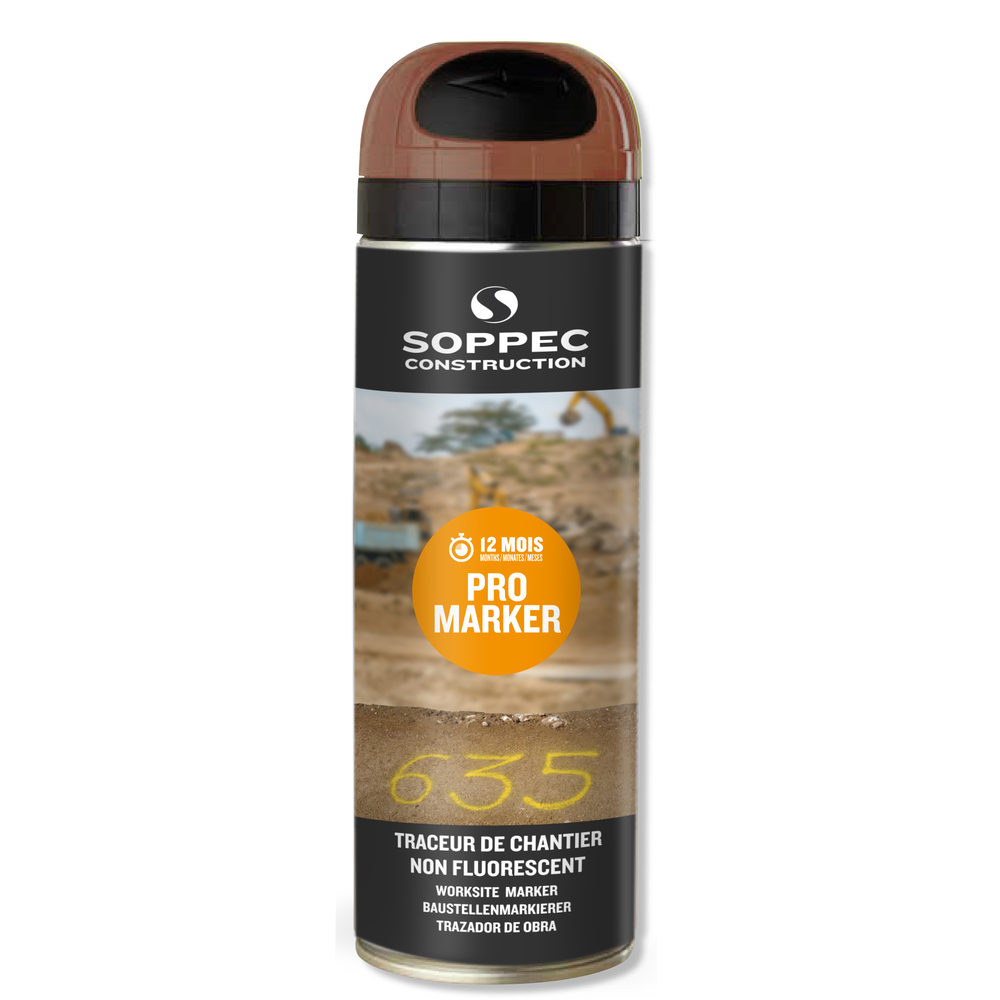 Bombe de peinture - Traceur de chantier SOPPEC non fluorescent promarker marron 9-12 mois - 141509