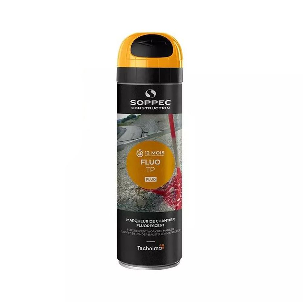Bombe de peinture - Traceur SOPPEC de chantier fluo tp orange 9-12 mois 500 ml - 141516