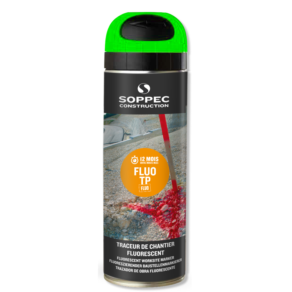 Bombe de peinture - Traceur SOPPEC de chantier fluo tp vert 9-12 mois - 141518
