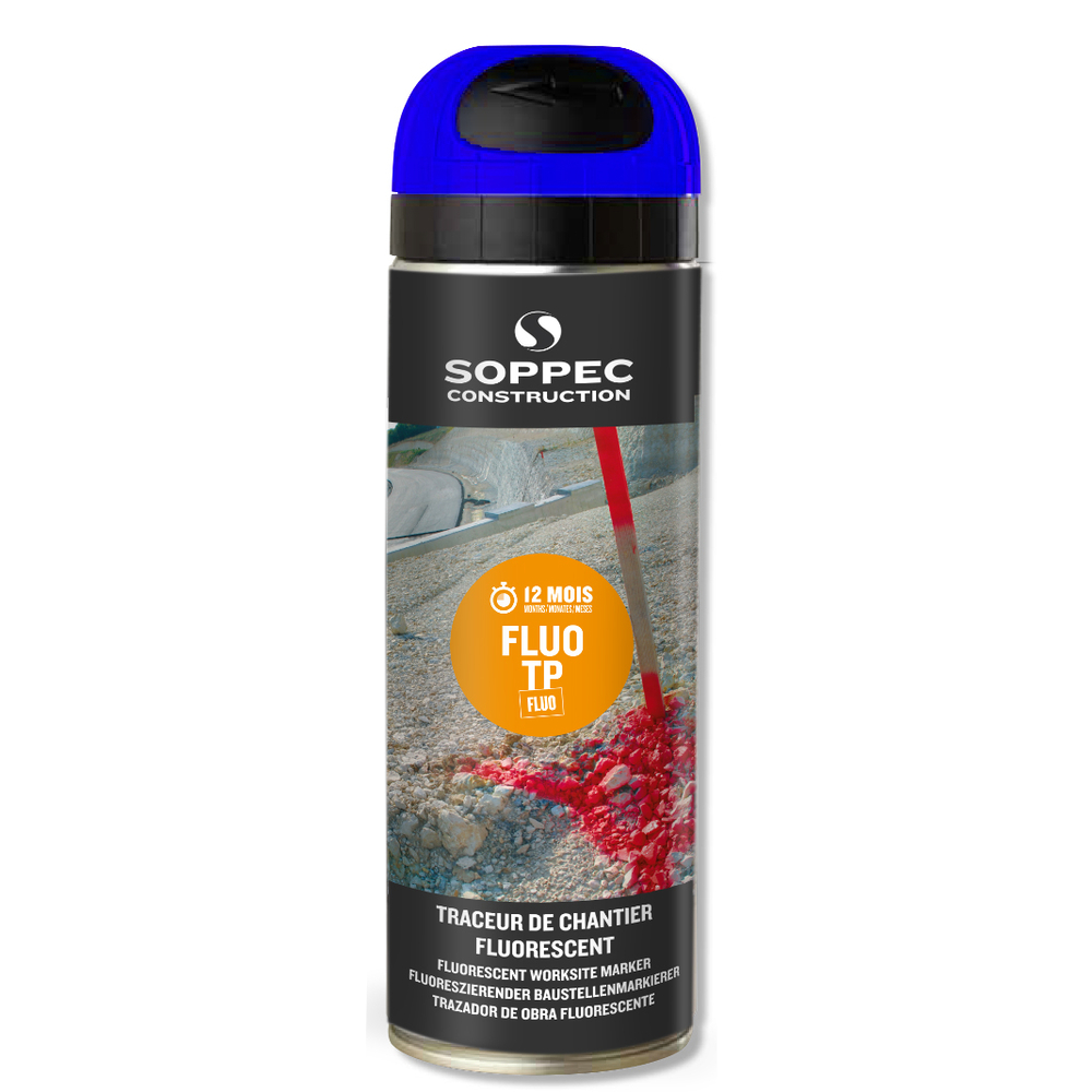Bombe de peinture - Traceur SOPPEC de chantier fluo tp bleu 9-12 mois 500 ml - 141519