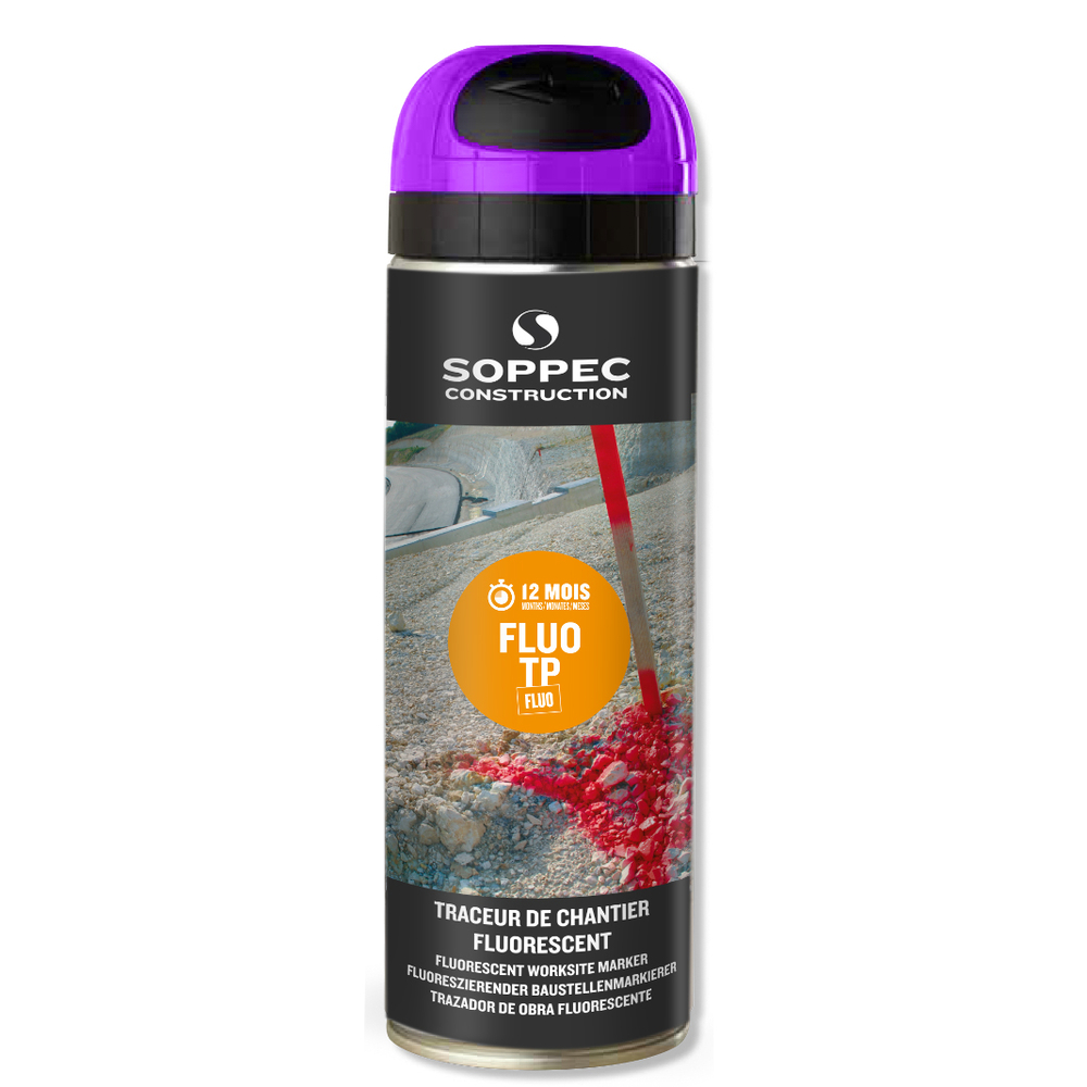 Bombe de peinture - Traceur de chantier SOPPEC fluo tp violet 9-12 mois - 141520