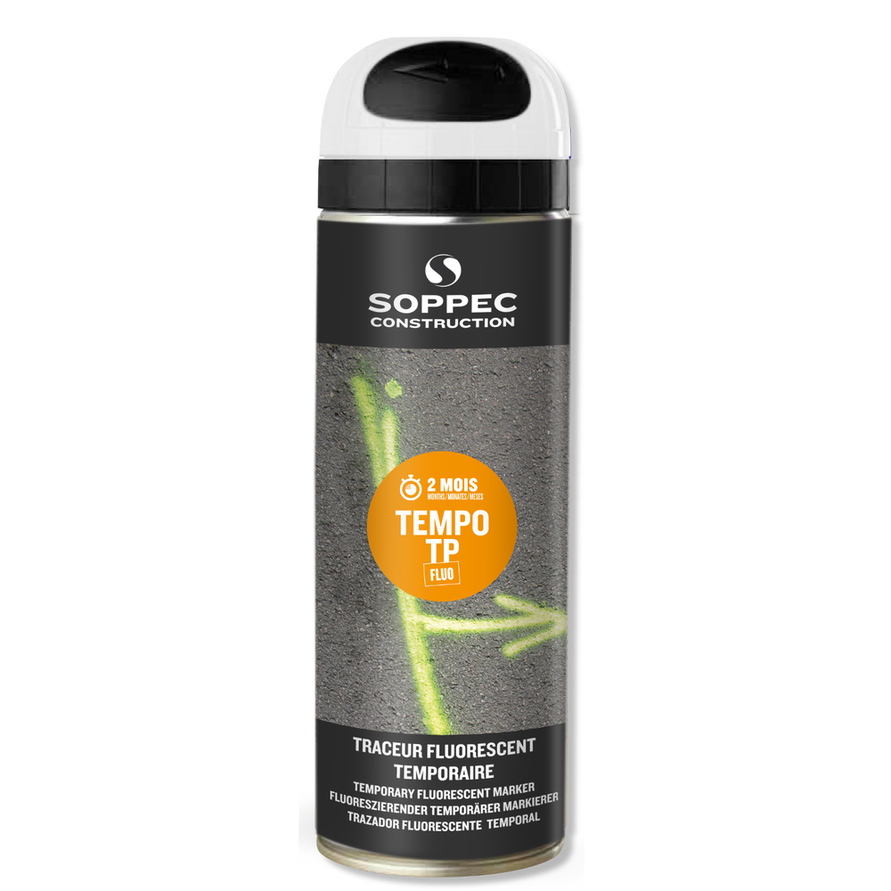 Bombe de peinture - Traceur de chantier SOPPEC blanc fluo temporaire 2-8 semaines - 141600