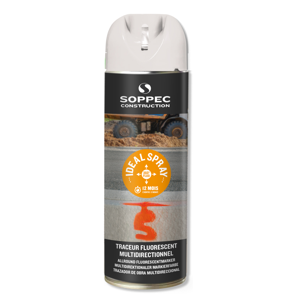 Bombe de peinture - Traceur de chantier blanc multidirectionnel ideal spray SOPPEC 9-12 mois - 141800o