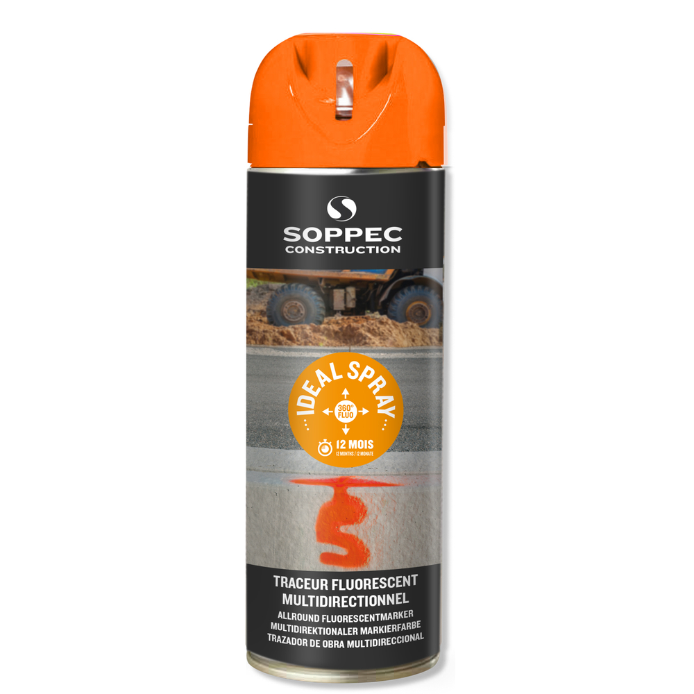 Bombe de peinture - Traceur de chantier orange fluo multidirectionnel ideal spray SOPPEC 9-12 mois - 141816o
