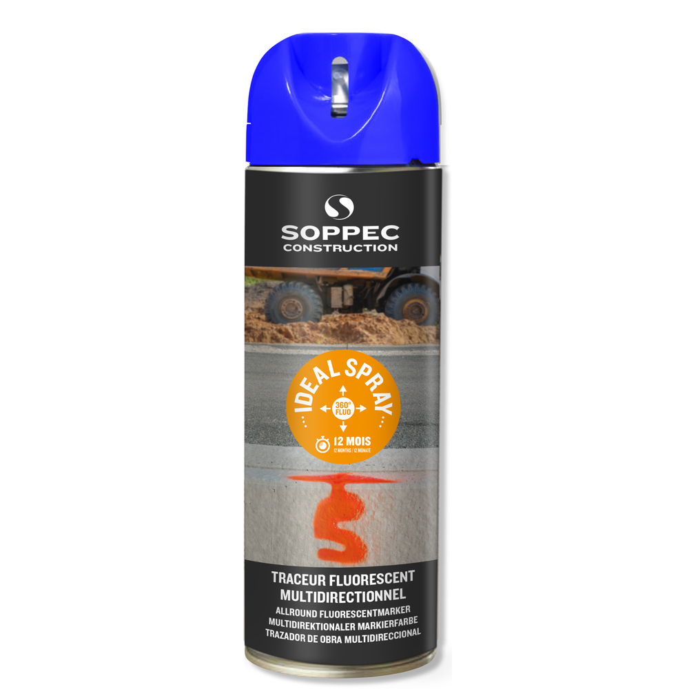 Bombe de peinture - Traceur de chantier bleu fluo multidirectionnel ideal spray SOPPEC 9-12 mois - 141819o