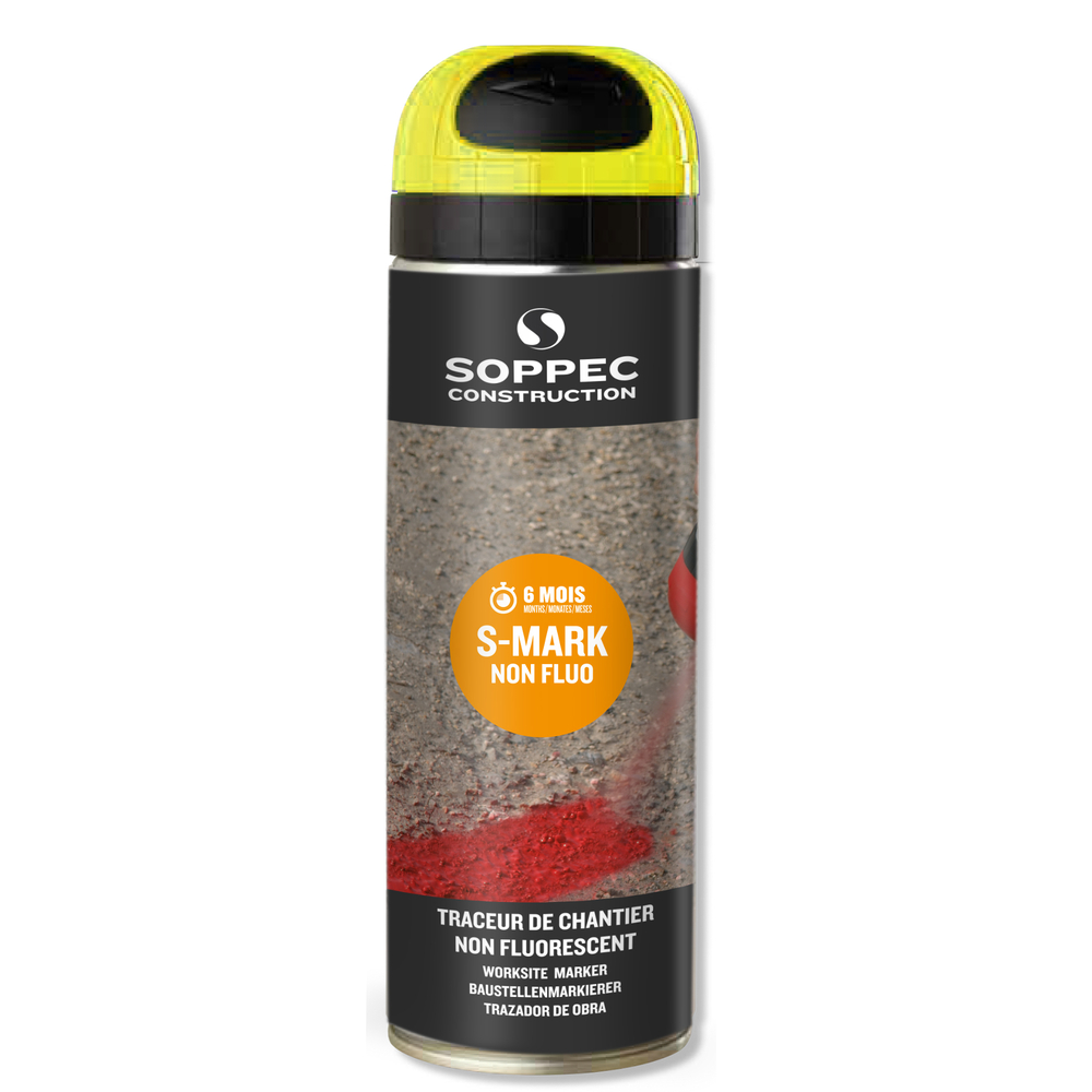 Bombe de peinture - Traceur de chantier SOPPEC jaune non fluo s mark 6 mois - 141902