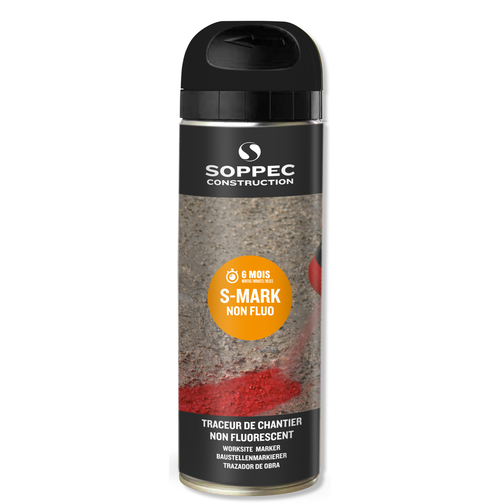 Bombe de peinture - Traceur de chantier SOPPEC noir non fluo s mark 6 mois - 141903