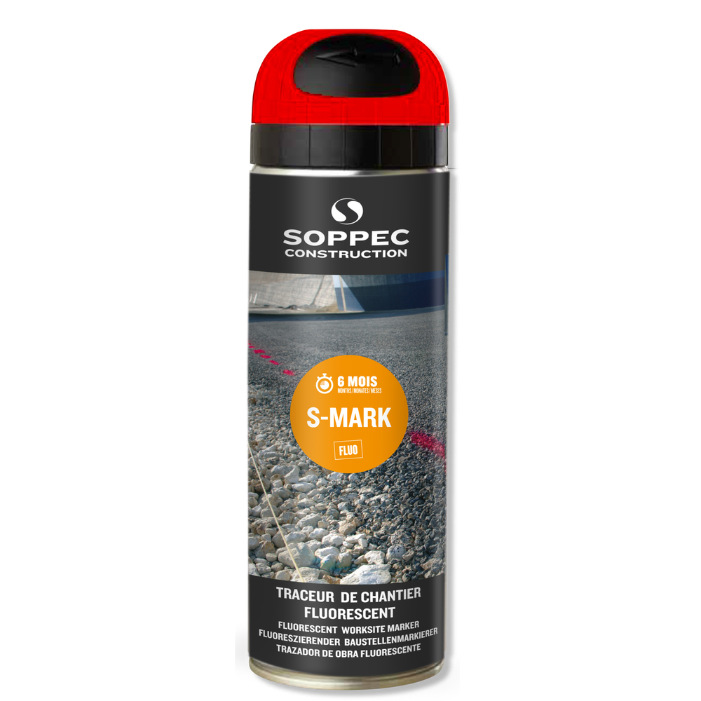 Bombe de peinture - Traceur de chantier SOPPEC rouge fluo s mark 3-6 mois - 141913