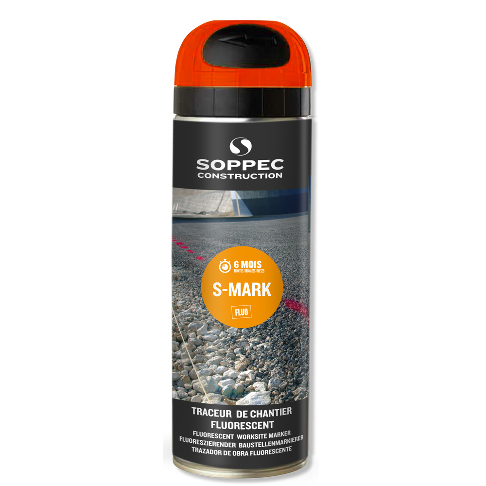 Bombe de peinture - Traceur de chantier SOPPEC orange fluo s mark 3-6 mois - 141916
