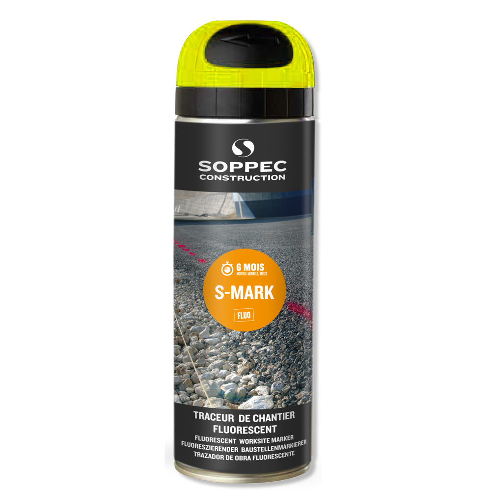Bombe de peinture - Traceur de chantier SOPPEC jaune fluo s mark 3-6 mois - 141917