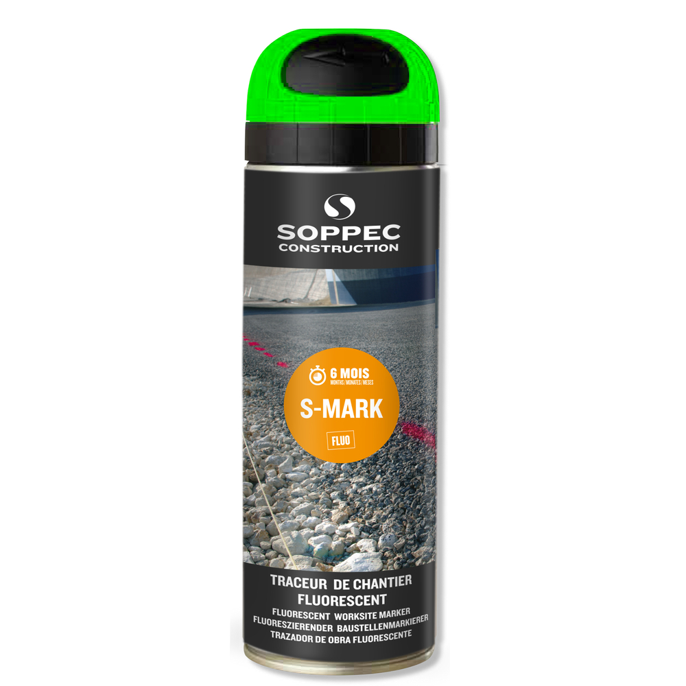 Bombe de peinture - Traceur de chantier SOPPEC vert fluo s mark 3-6 mois - 141918