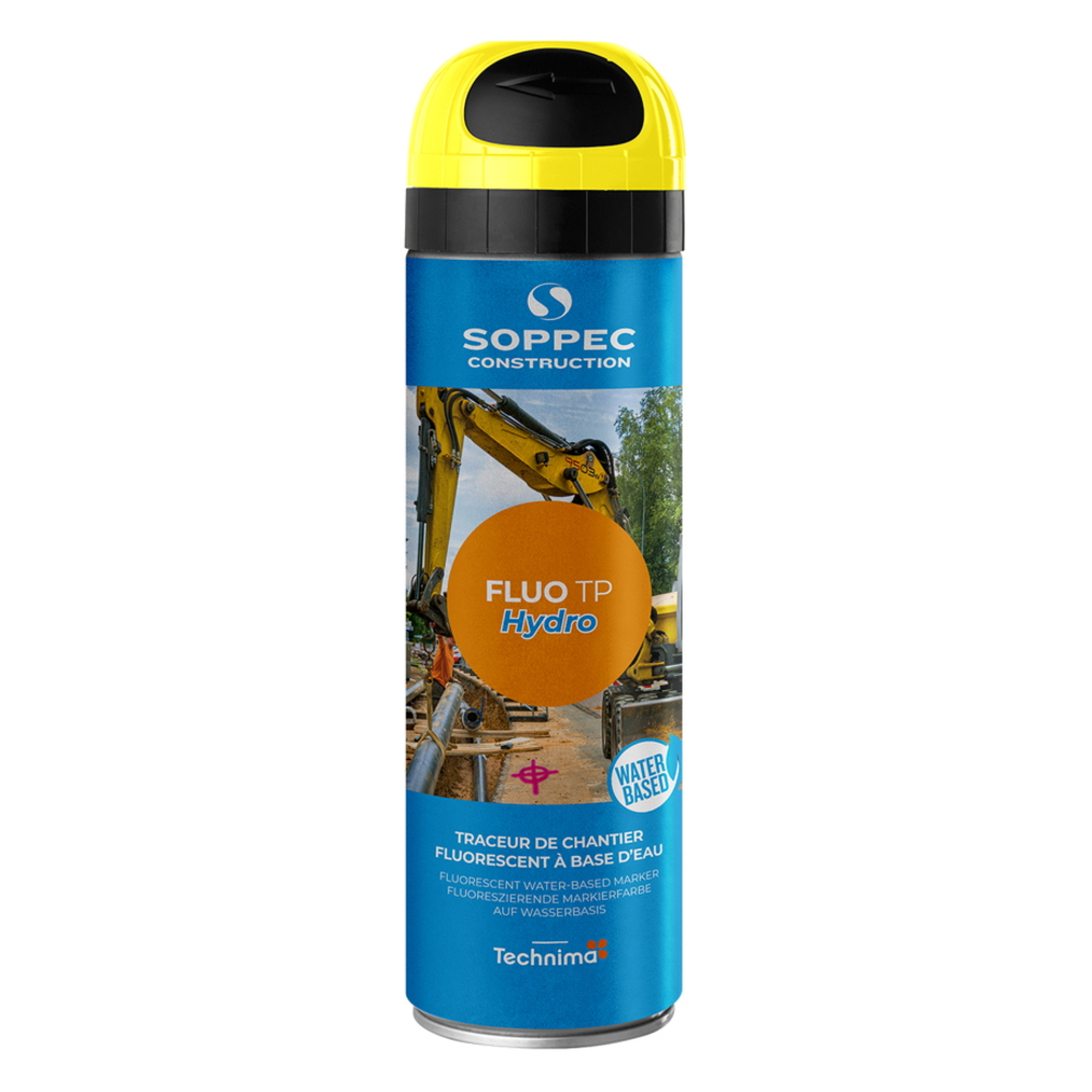 Bombe de peinture - Traceur chantier jaune fluo tp hydro SOPPEC - 143517