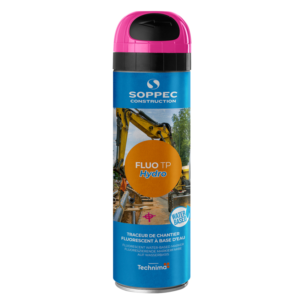 Bombe de peinture - Traceur chantier cerise fluo tp hydro SOPPEC - 143525