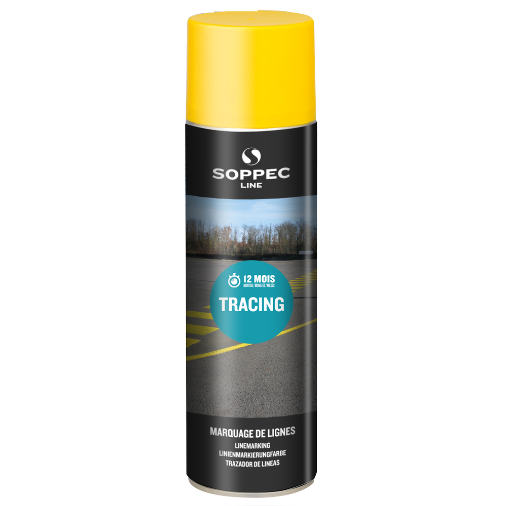 Bombe de peinture - Traceur de ligne SOPPEC pour le marquage jaune tracing 500 ml - 151602