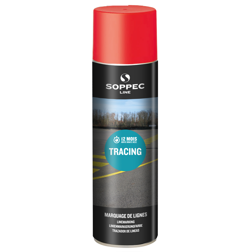 Bombe de peinture - Traceur de ligne SOPPEC pour le marquage rouge tracing 500 ml -151604
