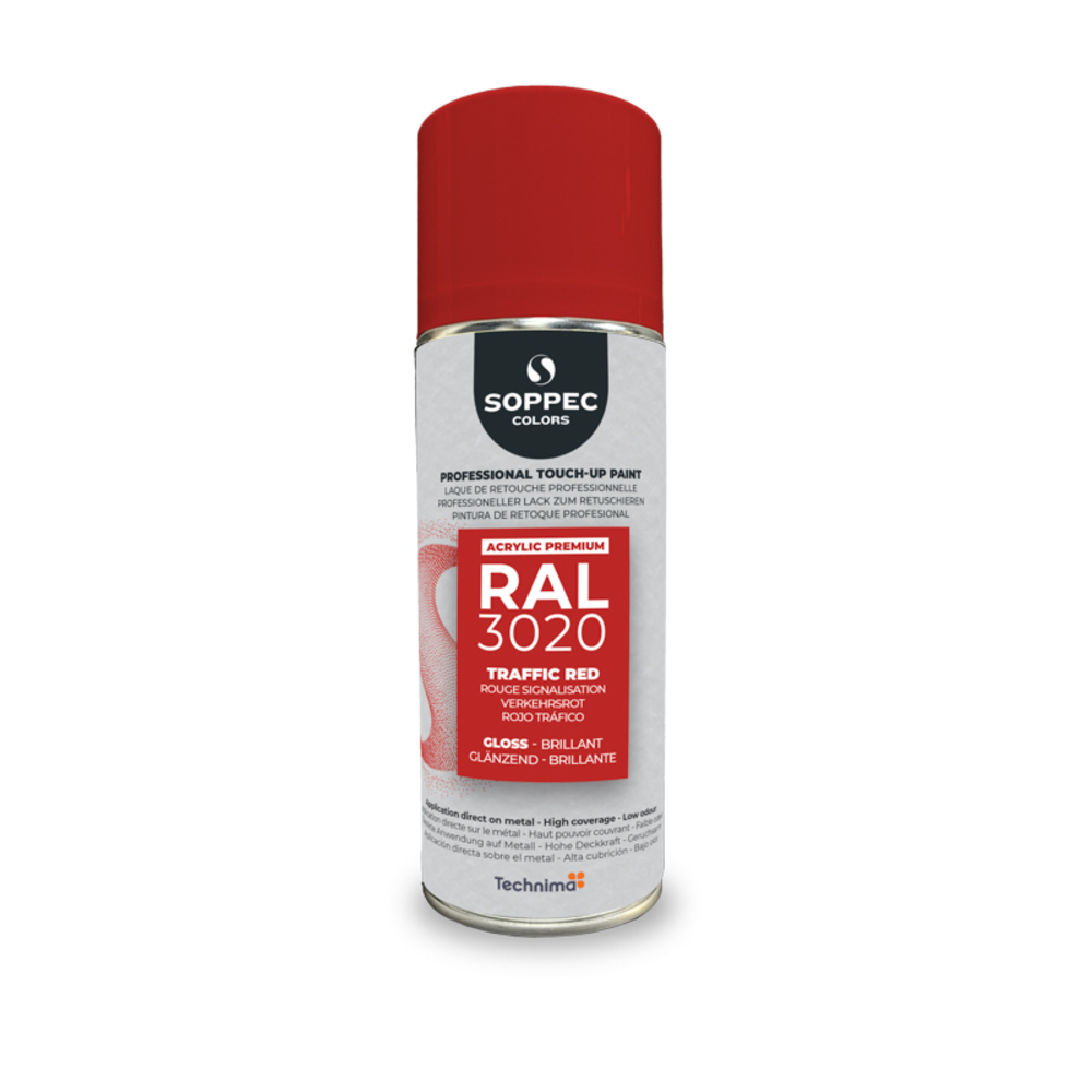 SOPPEC ACRYL PREMIUM RAL3020  BRILLANT 400ML (rouge signalisation) - SOPPEC - 424113
