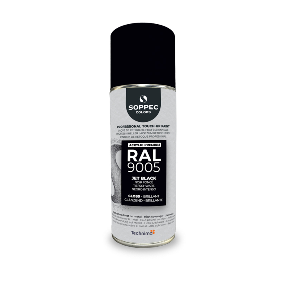 SOPPEC ACRYL PREMIUM RAL9005  BRILLANT 400ML (noir foncé) - SOPPEC - 424131