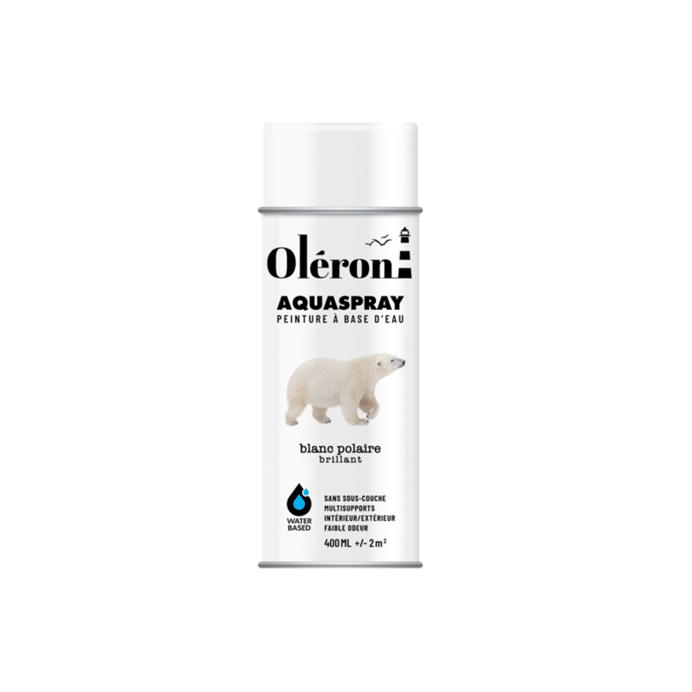 BOMBE DE DECORATION AQUASPRAY BLANC POLAIRE SATINE 400ML OLERION 561000