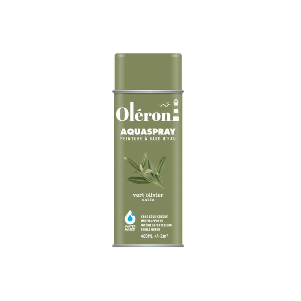 BOMBE DE DECORATION AQUASPRAY VERT OLIVIER SATINE 400ML OLERON  561010