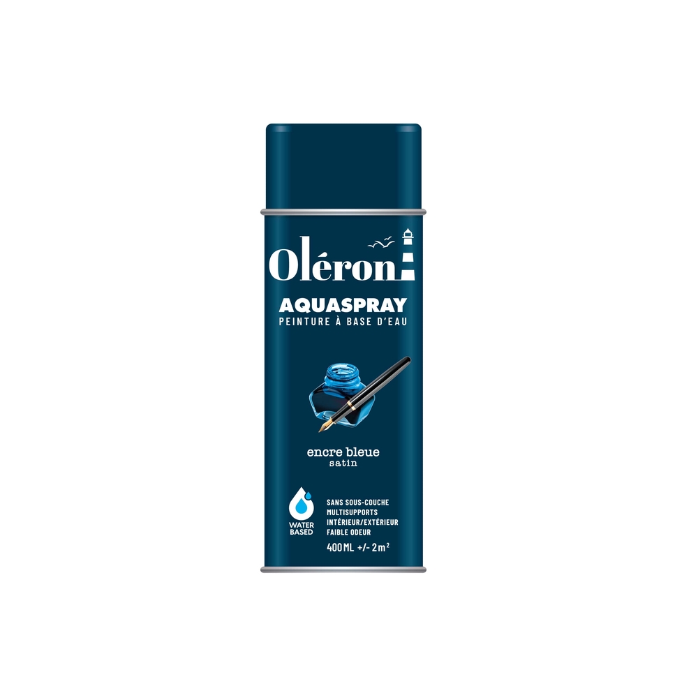 BOMBE DE DECORATION AQUASPRAY ENCRE BLEUE SATINE 400ML OLERON 561014