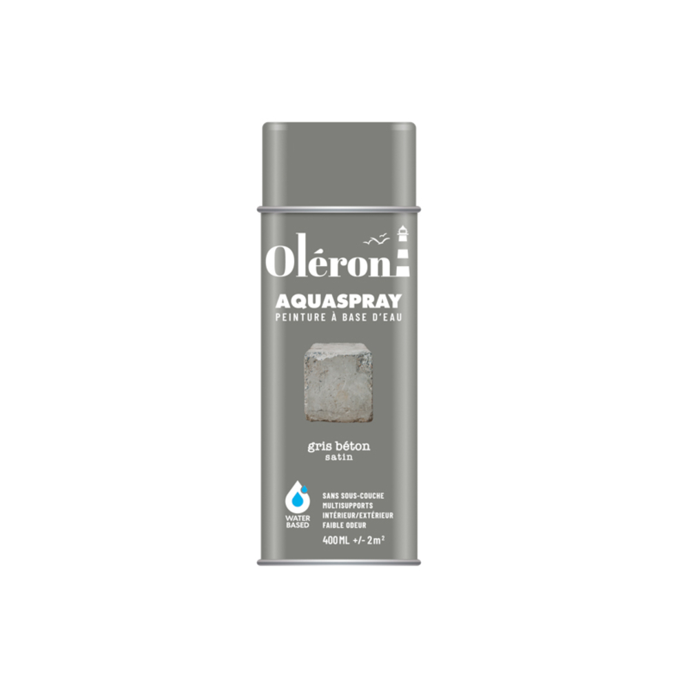 BOMBE DE DECORATION AQUASPRAY GRIS BETON SATINE 400ML OLERON 561017