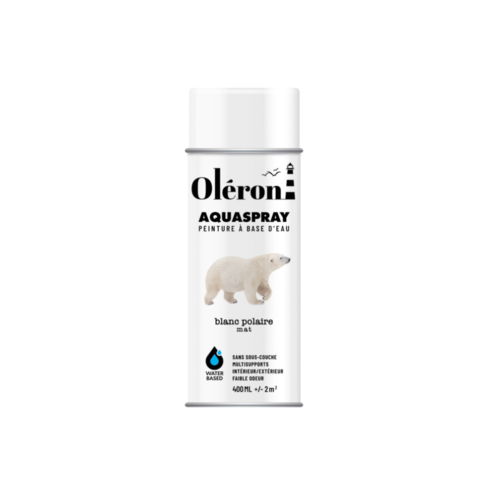 BOMBE DE DECORATION AQUASPRAY BLANC POLAIRE MAT 400ML OLERON 561020