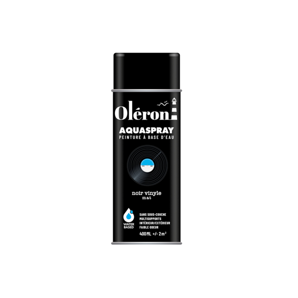 BOMBE DE DECORATION AQUASPRAY NOIR VINYLE MAT 400ML OLERON 561021