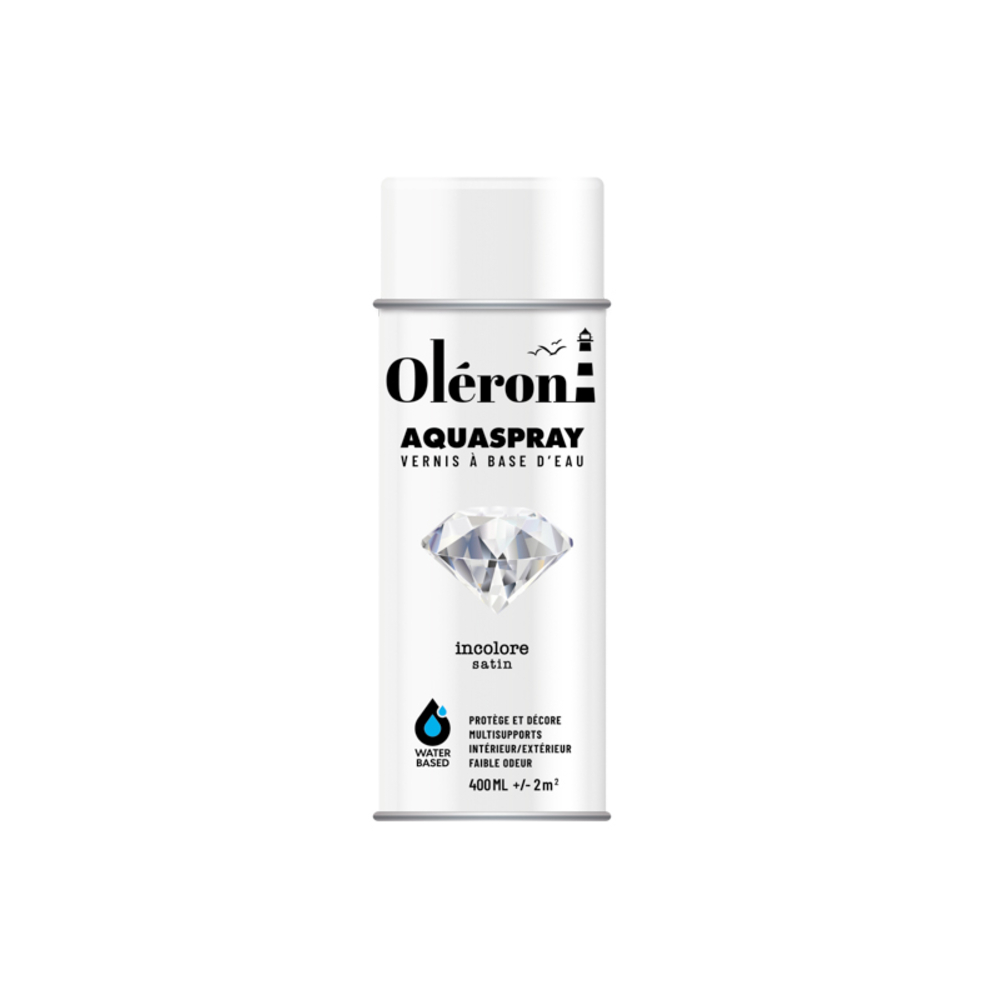 BOMBE DE DECORATION AQUASPRAY VERNIS INCOLORE SATINE 400ML OLERON 561031