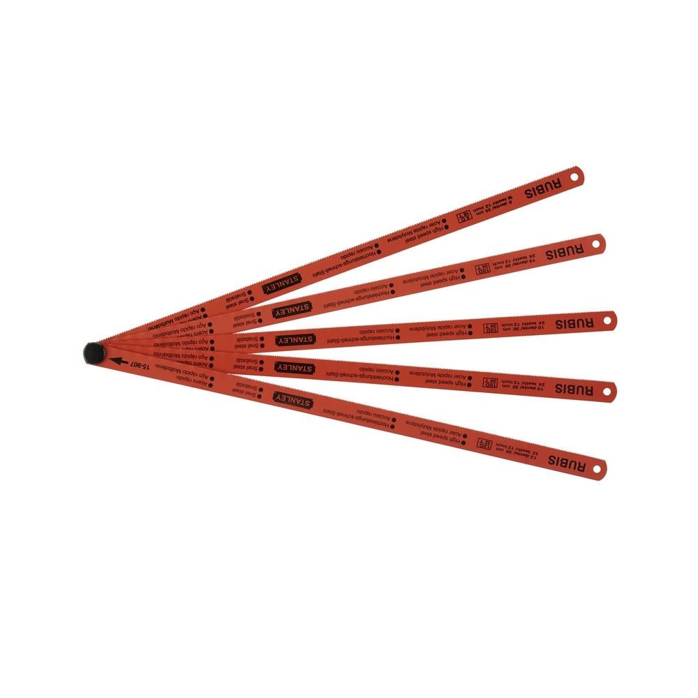 Lames de scie à métaux - 5 lames rubis HSS molybdène 8-10-12 dents - 0-15-900 - STANLEY