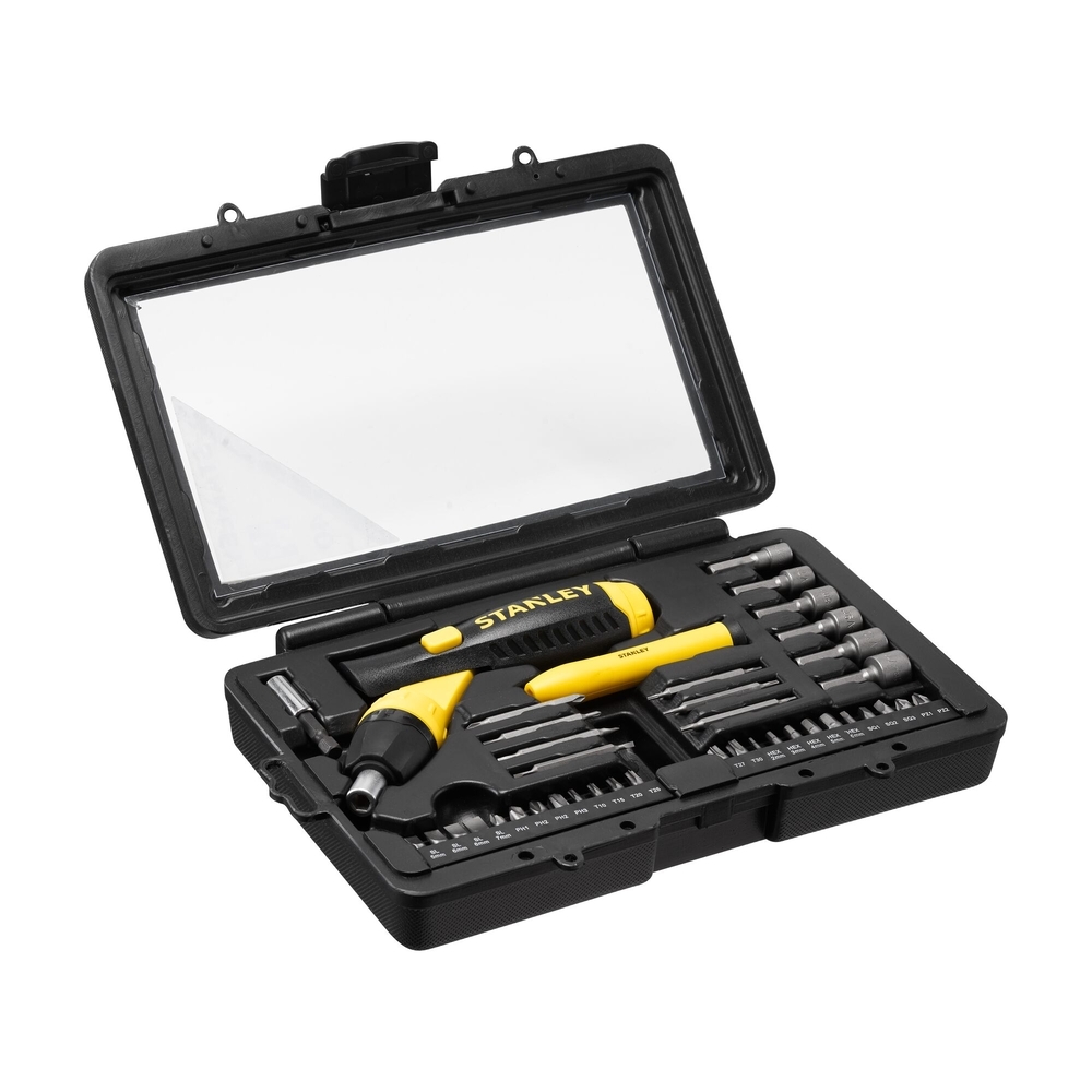 Tournevis porte-embouts à cliquet poignée revolver - coffret 40 pièces - 0-63-038 - STANLEY