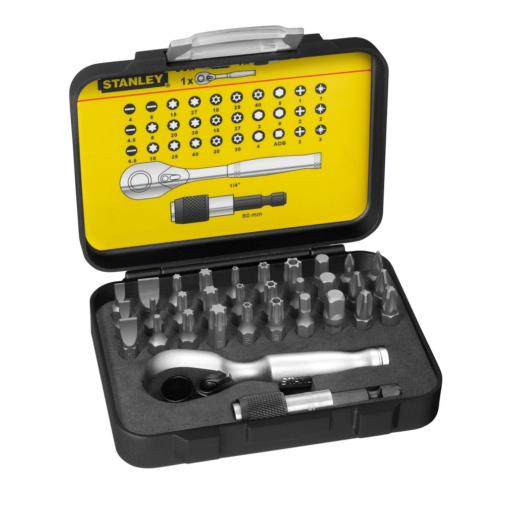 Coffret d'embouts de vissage 1/4’’ 25 mm + clé à cliquet - 32 pièces - gamme pro - 1-13-904 - STANLEY