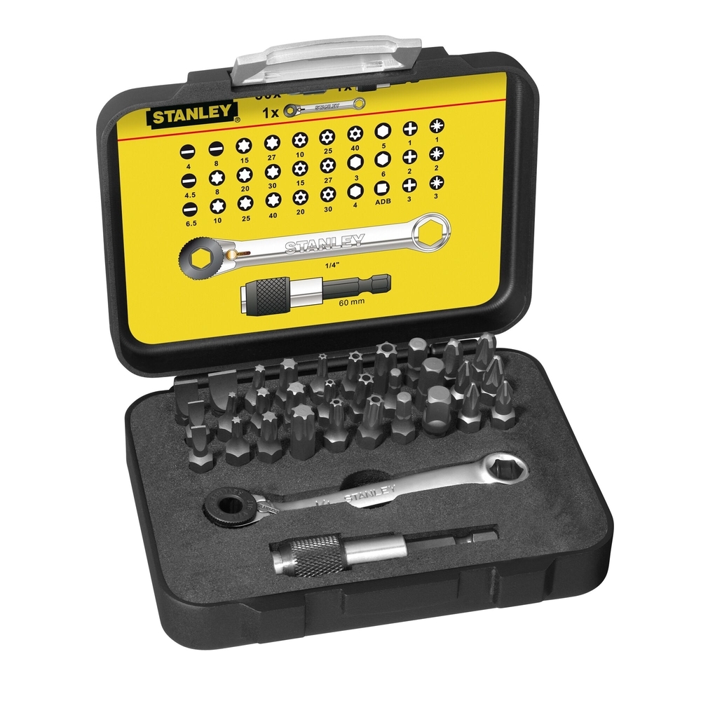 Coffret d'embouts de vissage 1/4’’ 25 mm + mini-cliquet - jeu de 32 pièces - 1-13-905 - STANLEY