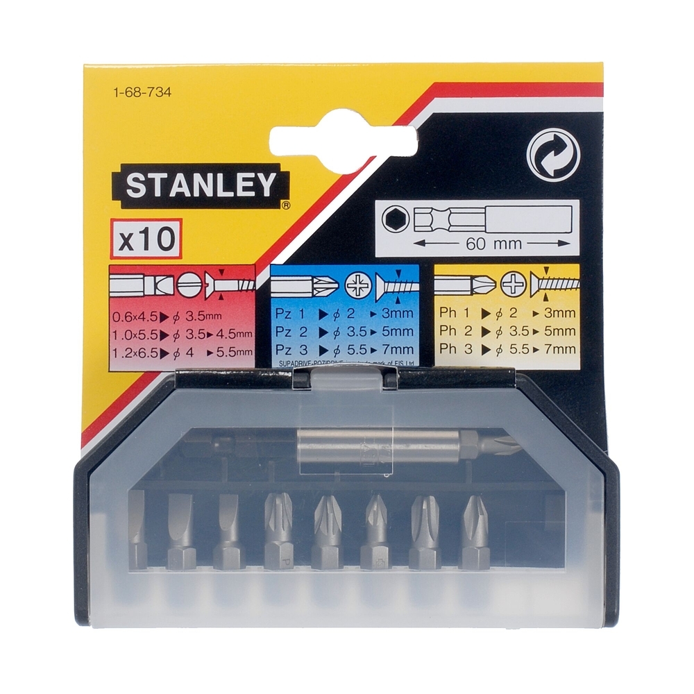 Coffret d'embouts de vissage - jeu de 10 pièces - 1-68-734 - STANLEY