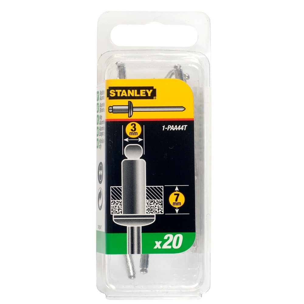 Rivets aluminium 3 mm x 6,35 - boite de 20 pièces - 1-PAA44T - STANLEY