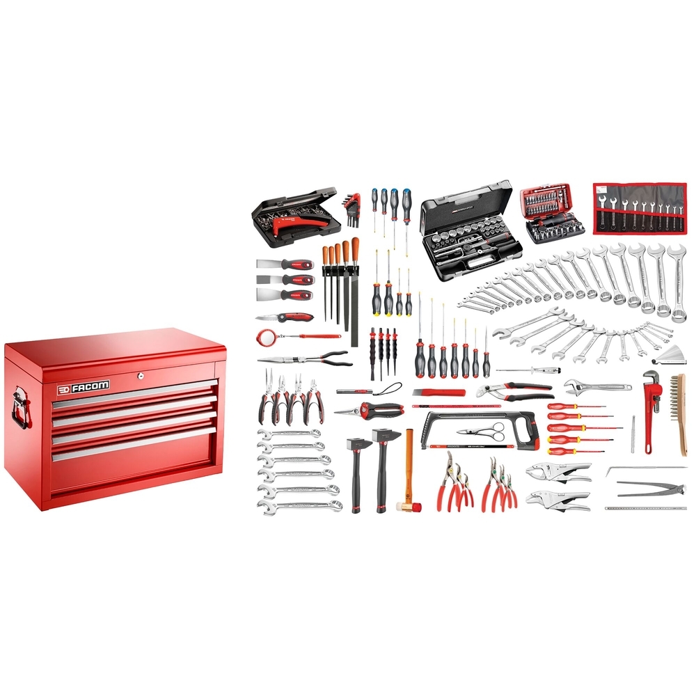 Sélection mécanicien 200 outils + coffre 4 tiroirs - FACOM - 2074.M140A