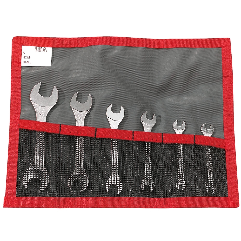 Jeu de 6 clés à fourche micromécaniques 15° - 3,2 mm à 13 mm - FACOM - 22.JE6T