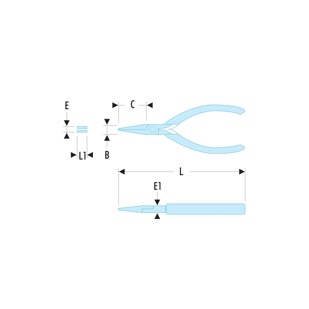 Pince à becs plats longs lisses 160 mm - Par 5 - FACOM - 401