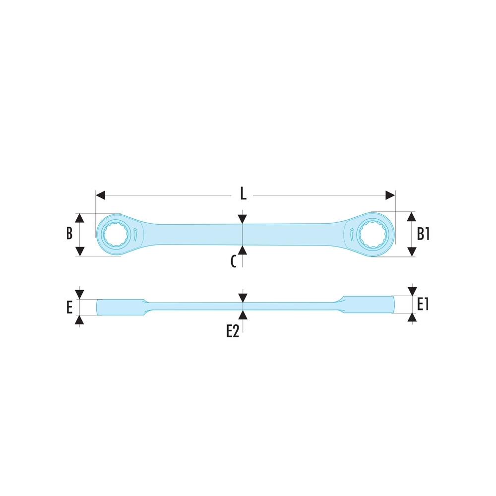 Clé polygonale à cliquet inclinée à 15° métriques 10x11 mm - FACOM - 65.10X11