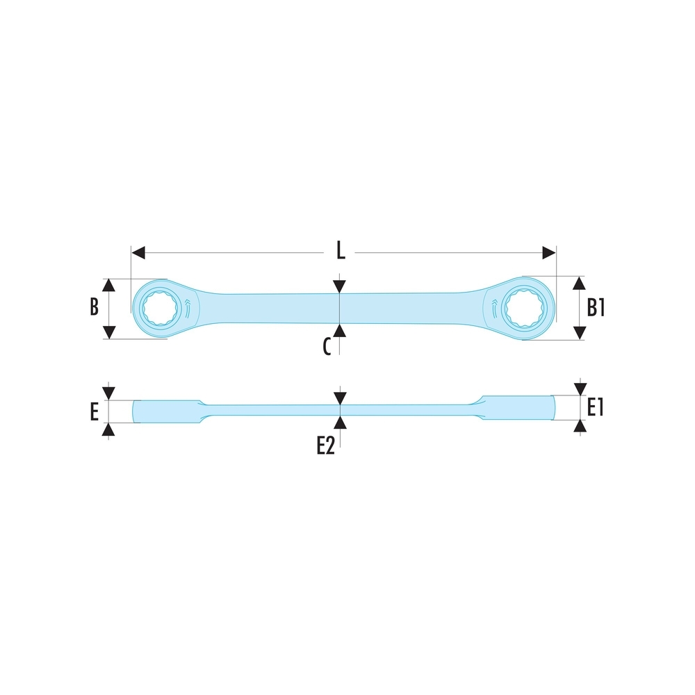 Clé polygonale à cliquet inclinée à 15° métriques - FACOM - 65.12X13