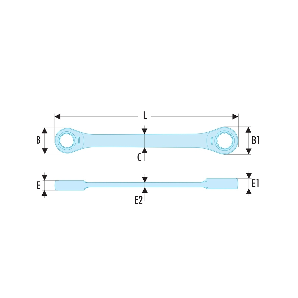 Clé cliquet oeil 15d 8x9 mm - FACOM - 65.8X9