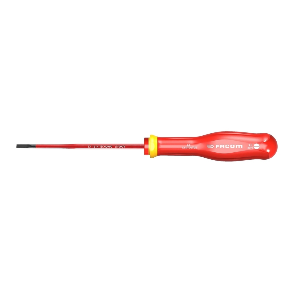 Tournevis PROTWIST isolé 1000 volts pour vis à fente 3,5 x 100 mm - FACOM - AT3.5X100TVE