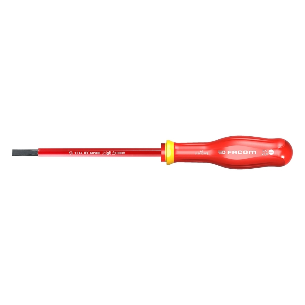 Tournevis PROTWIST isolés 1000V vis à fente 5,5x150 mm - Par 5 - FACOM - AT5.5X150VE