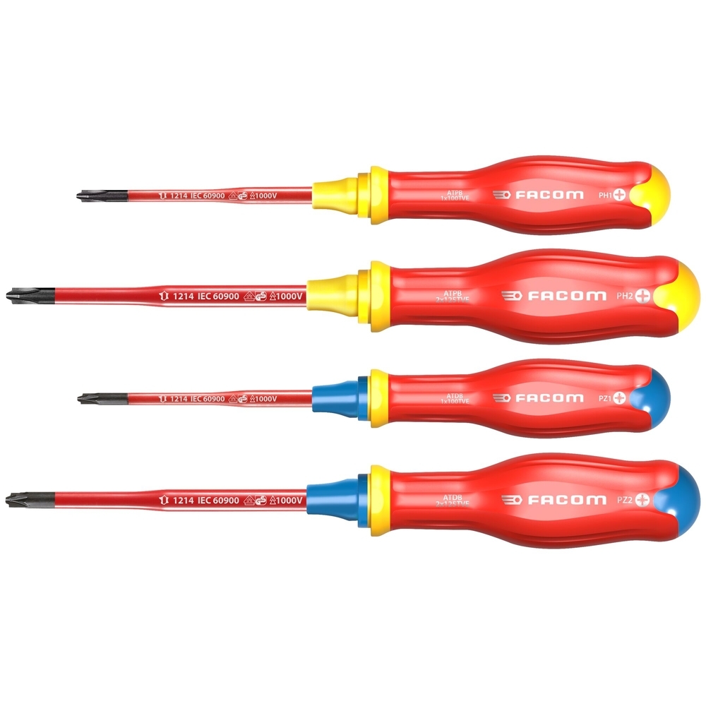 Jeu de 4 tournevis PROTWIST BORNEO pour empreintes mixtes - Par 5 - FACOM - ATB.J4TVE