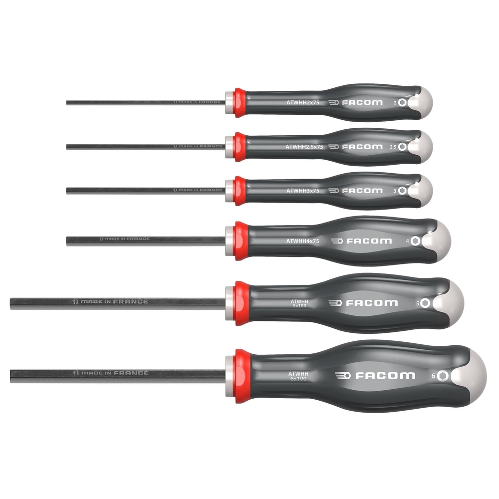 Jeu de clés mâles 6 pans emmanchées - FACOM - ATWHH.JT6