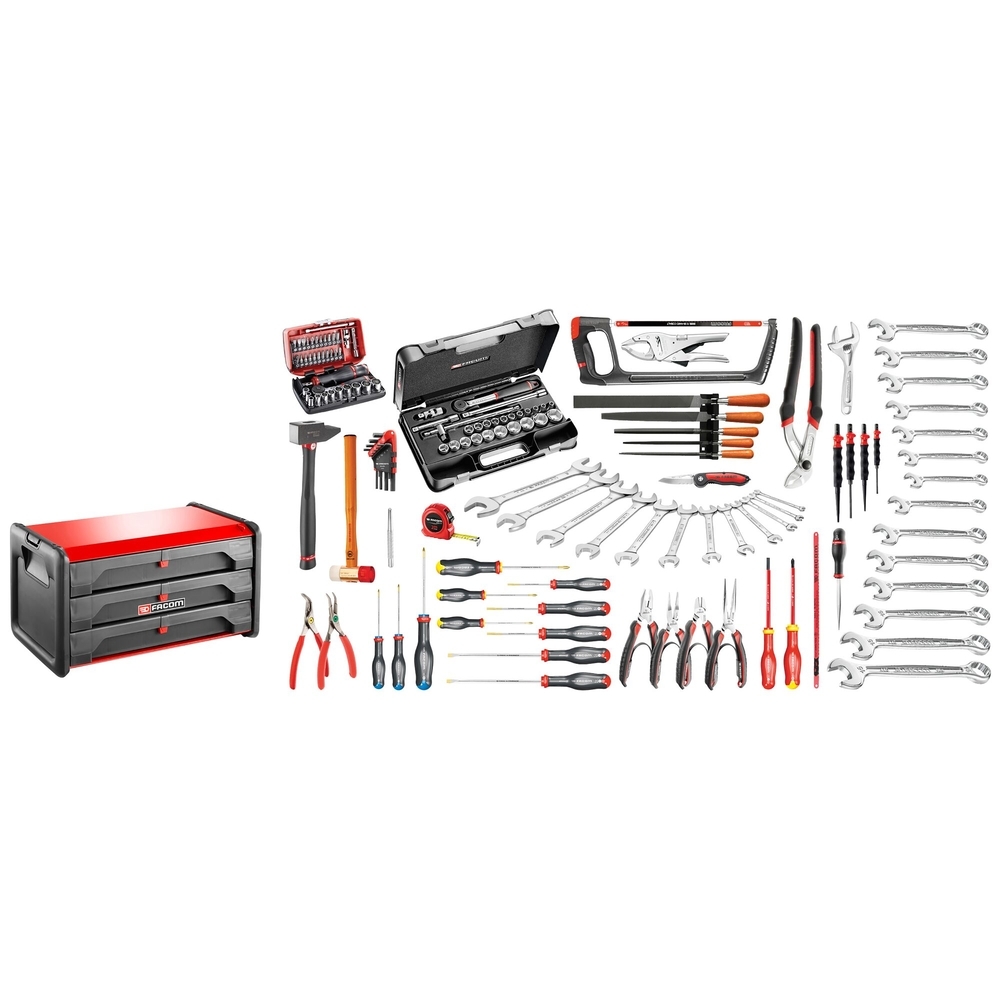 Sélection mécanicien 147 outils + boîte 3 tiroirs - FACOM - BT203.M120A