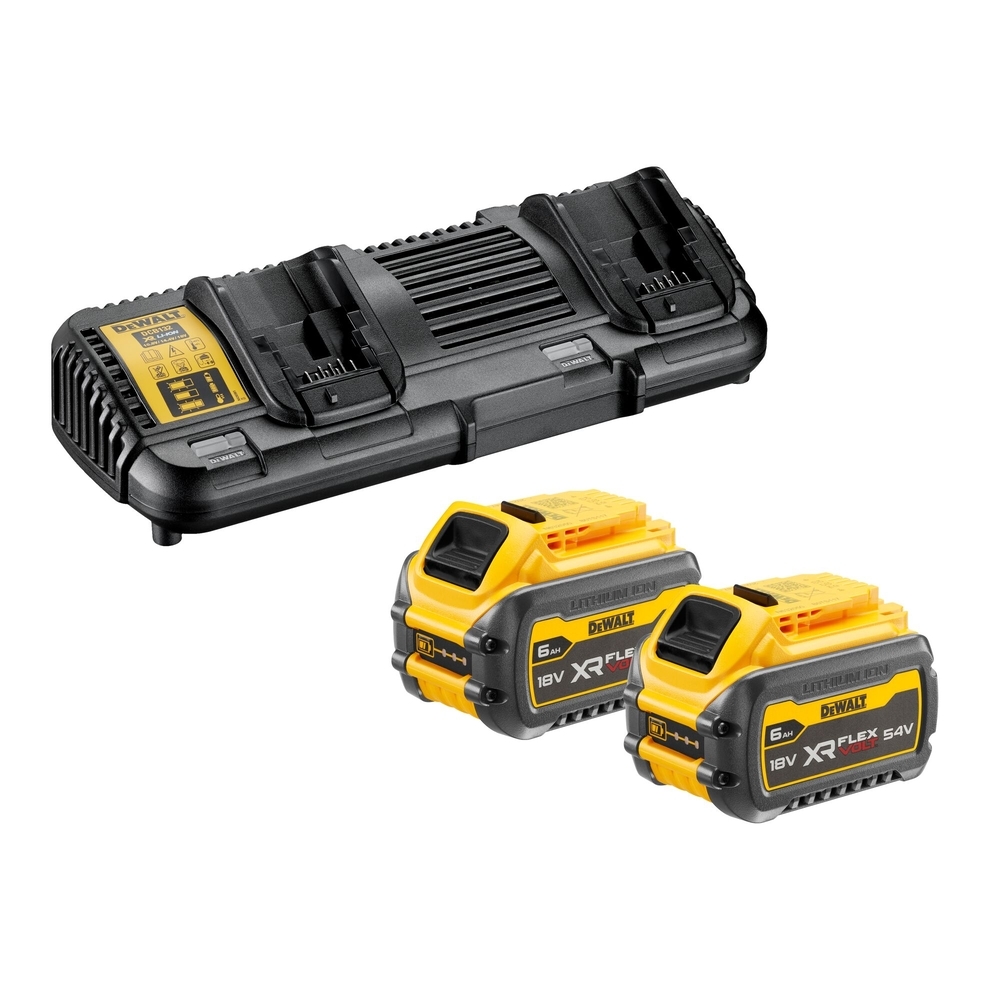 Pack 2 batteries XR FLEXVOLT 18 V/54 V 6 Ah/2 Ah Li-Ion + chargeur double  - DCB132T2-QW - DEWALT